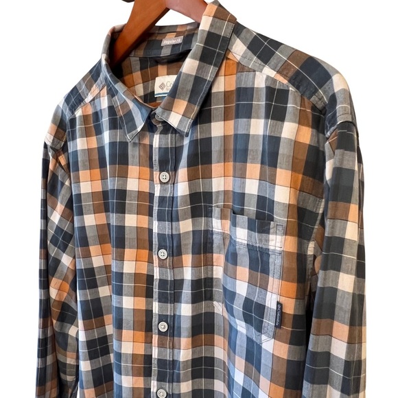 Columbia Shirt Plaid Hardy Ridge Long Sleeve Regular Fit Blue Orange XL 1707631 - Picture 3 of 13